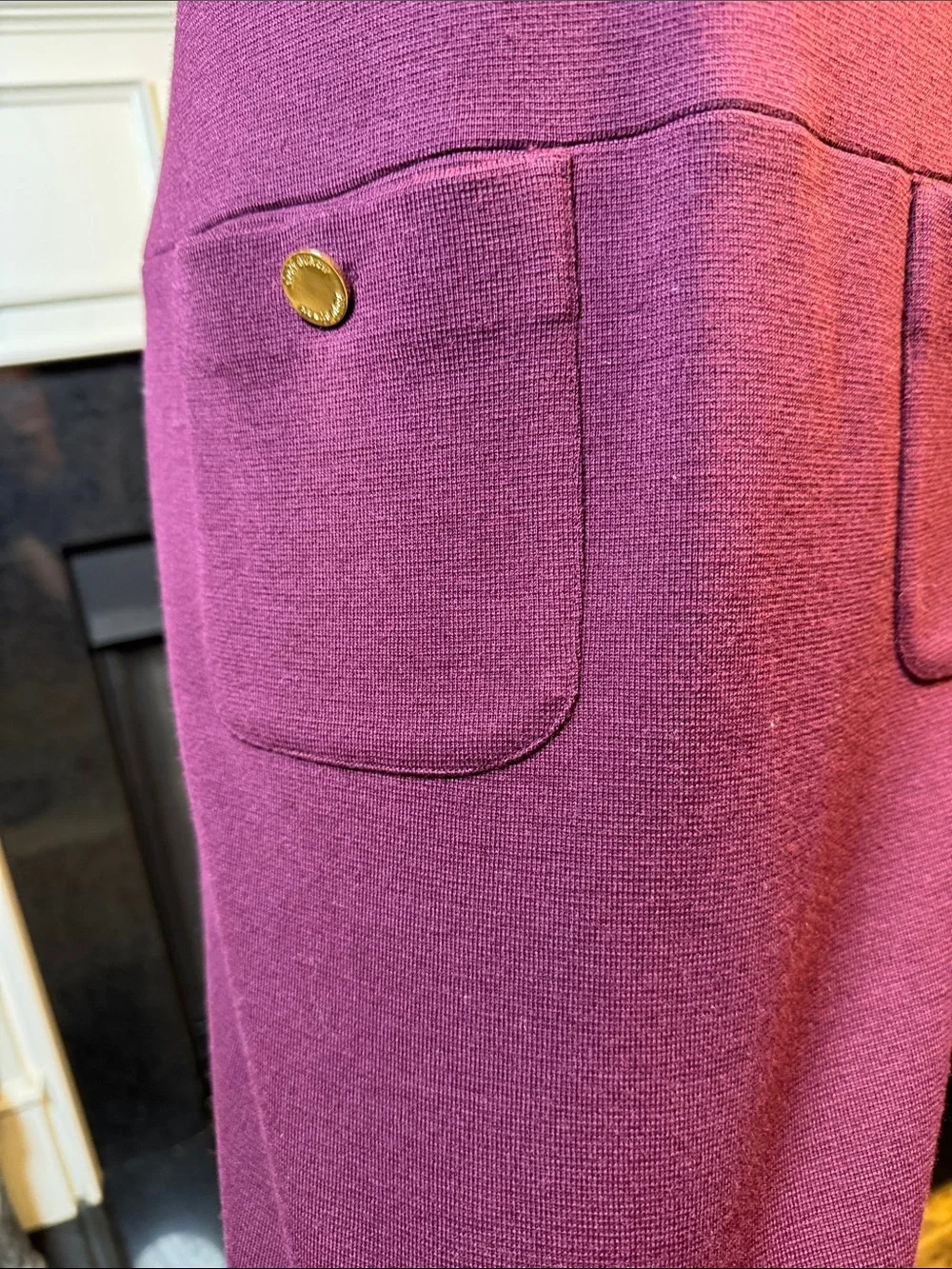 Tory Burch Purple Short Sleeve Wool Blend Mod Dress L